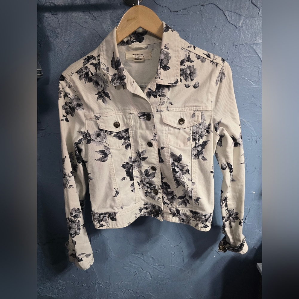 Workshop Andrea Jovine Women's Floral Denim Jacket Sz Small